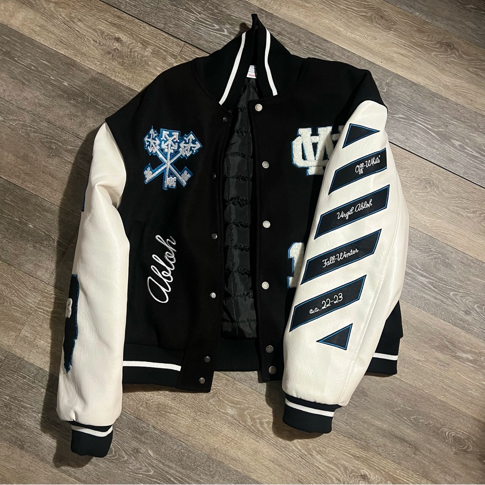 Off WHITE LOGO PATCH VIRGIL VARSITY JACKET VERY RARE SIZE XL